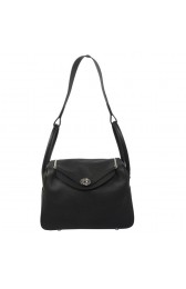 Hermes Lindy 30CM Havanne Shoulder Bag Black PY1770pZ48