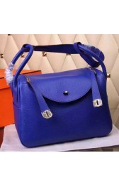 Hermes Lindy 30CM Leather Shoulder Bag H0881 Blue PY954pA42