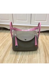 Hermes Lindy 30CM Original Leather Shoulder Bag LD30 Grey&Pink PY904BR87