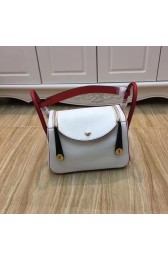 Hermes Lindy 30CM Original Leather Shoulder Bag LD30 White&Red PY908mF22