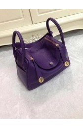 Hermes Lindy 30CM Purple Leather Shoulder Bag HLD30 Gold PY1236QN24