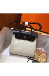 Hermes mini Herbag Original Canvas Leather & Calfskin 45987 Offwhite&Black PY442Kv47