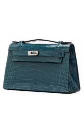 Hermes MINI Kelly 22cm Clutch Croco Leather KL22 Green PY1087iM92