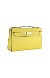 Hermes MINI Kelly 22cm Tote Bag Calfskin Leather Lemon PY1534Yv36