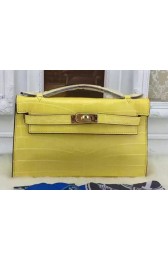 Hermes MINI Kelly 22cm Tote Bag Croco Leather KL22 Lemon PY966BM34