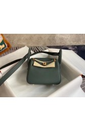 Hermes mini Lindy Original Togo Leather Bag OLD19 blackish green PY412fr81