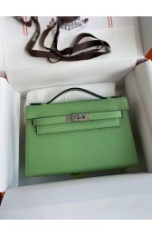 Hermes Original Epsom Leather KEL2278 green&Silver-Tone Metal PY373MB38