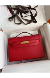 Hermes Original Epsom Leather KEL2278 red&gold-Tone Metal PY380Gp37