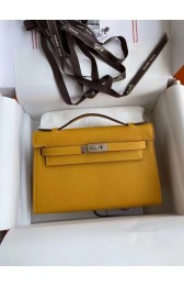 Hermes Original Epsom Leather KEL2278 yellow&Silver-Tone Metal PY370AZ57