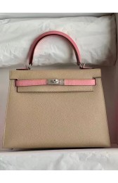 Hermes Original Epsom Leather KEL2578 light grey&pink PY342Ha32