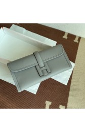 Hermes Original jige swift Leather Clutch 37088 light gray PY259JB76