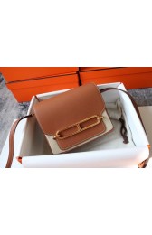 Hermes Roulis 19cm Evercolor 9D H9003 brown&Gold PY132Tq55