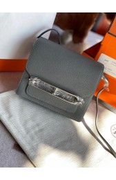 Hermes Roulis 19cm Evercolor 9D H9003 gray&Silver PY147jB82