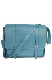 Hermes Steve 35CM Messenger Bag Clemence Leather Blue PY1963Sx31