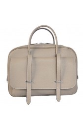 Hermes Steve 38CM Travel Bag Clemence Leather Grey PY1960PA58