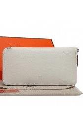 Hermes Zipper Wallet Original Leather A309 White PY2259QN24