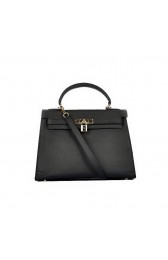 High Quality Newest 2012 Hermes Kelly 32cm Bags Black Calf Leather Gold PY1934Es35