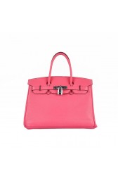 High Quality Replica Hermes Birkin 30CM Tote Bags Pink Clemence Leather Silver PY1708aR54