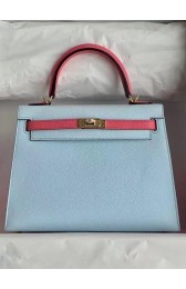 High Quality Replica Hermes Original Epsom Leather KEL2578 skyblue&pink PY344aR54