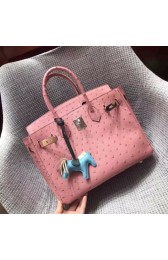 Hot Hermes Real ostrich leather birkin bag BK35 pink PY745IA66