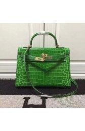 Hot Replica Hermes Kelly 28cm Shoulder Bag Croco Leather K28 Green PY900wR89