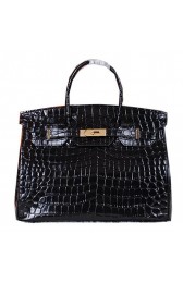 Imitation AAA Hermes Birkin 35CM Tote Bag Shiny Croco Leather H35C Black PY1395Xy49