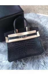 Imitation AAA Hermes genuine 100% crocodile leather handmade birkin bag BK350 BLACK PY713Xy49