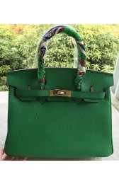 Imitation Cheap Hermes Birkin 30CM Tote Bags Green Calfskin Leather BK30 Gold PY1102GU35