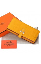 Imitation Hermes Bearn Japonaise Bi-Fold Wallet Grainy Leather A208 Yellow PY2200SU58