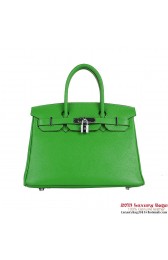 Imitation Hermes Birkin 30CM Tote Bags Green Clemence Leather Silver PY1890Za30