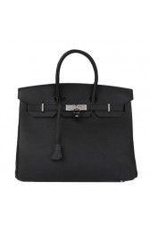 Imitation Hermes Birkin 35CM Tote Bag Black Original Leather H35 Silver PY1701Mq48