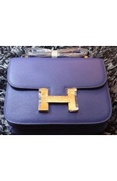 Imitation Hermes Constance Bag Litchi Leather H9998 Royal PY1159wo43