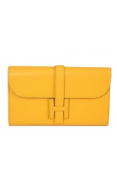 Imitation Hermes Jige Clutch Bag Calfskin Leather HQ864 Yellow PY1440SU34