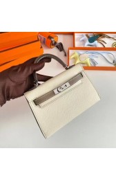 Imitation Hermes Kelly 19cm Shoulder Bags Epsom Leather KL19 Silver hardware Cream&gray PY214zB65