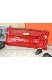 Imitation Hermes Kelly Clutch Bag Croco Leather K31 Red PY1528sd97