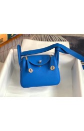 Imitation Hermes mini Lindy Original Togo Leather Bag OLD19 Electric blue PY417SU34