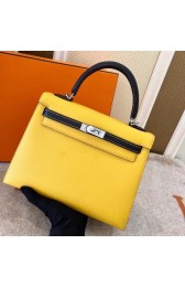 Imitation Hermes Original Epsom Leather KEL2578 yellow&black PY337Mq48