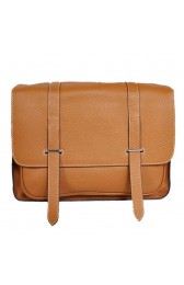 Imitation Hermes Steve 32CM Mens Bag Clemence Camel PY1970EY79