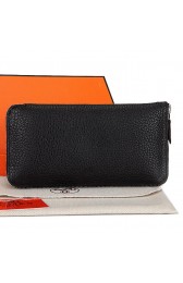 Imitation Hermes Zipper Wallet Original Leather A309 Black PY2256Gp56