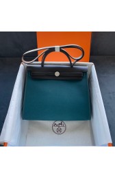 Knockoff AAAAA Hermes Herbag 31CM Original Canvas Leather & Calfskin 45987 sky Blue&black PY165Jc39