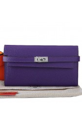 Knockoff AAAAA Hermes Kelly Original Saffiano Leather Bi-Fold Wallet A708 Purple PY2211Jc39