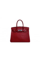 Knockoff Best Hermes Birkin 35CM Tote Bag Red Ostrich Leather BK35 Silver PY1791sm35