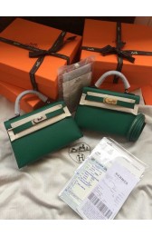 Knockoff Best Hermes Kelly 19cm Shoulder Bags Epsom Leather KL19 green PY427sm35