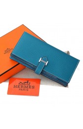 Knockoff Hermes Bearn Japonaise Bi-Fold Wallet Original Leather A208 Blue PY2188va68