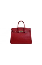 Knockoff Hermes Birkin 35CM Tote Bag Red Ostrich Leather BK35 Gold PY1792yK94