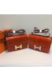 Knockoff Hermes Constance Bag Croco Leather H9978C Orange PY878kD96