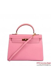 Knockoff Hermes Kelly 32cm Top Handle Bag Pink Togo Leather Gold PY1912WW40