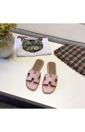 Knockoff Hermes lady leather fashion Slipper HO811HMJ pink PY3354TL77