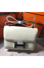 Knockoff High Quality Hermes Constance Bag Calfskin Leather H9999 White Silver PY688BF80