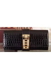 Knockoff High Quality Hermes Croco Leather Clutch H88017 Black PY1029BF80